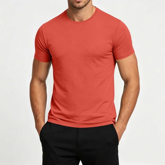 HBYJLZYG Men's Soft Breathable Short Sleeve T-Shirt with Crew Neck, Solid Color, S-4XL for Spring & Summer Wear