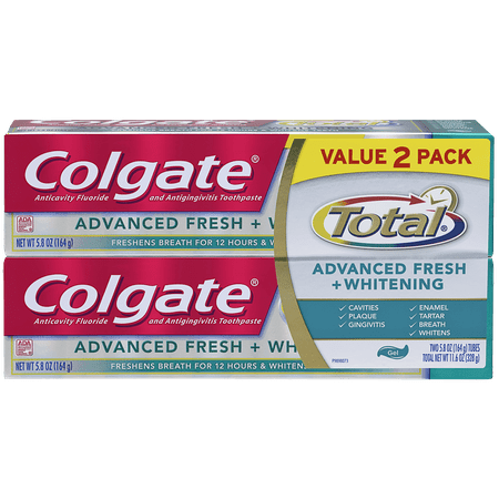 Colgate Total Advanced Fresh + Whitening Gel Toothpaste Twin Pack - 11.6 Ounce
