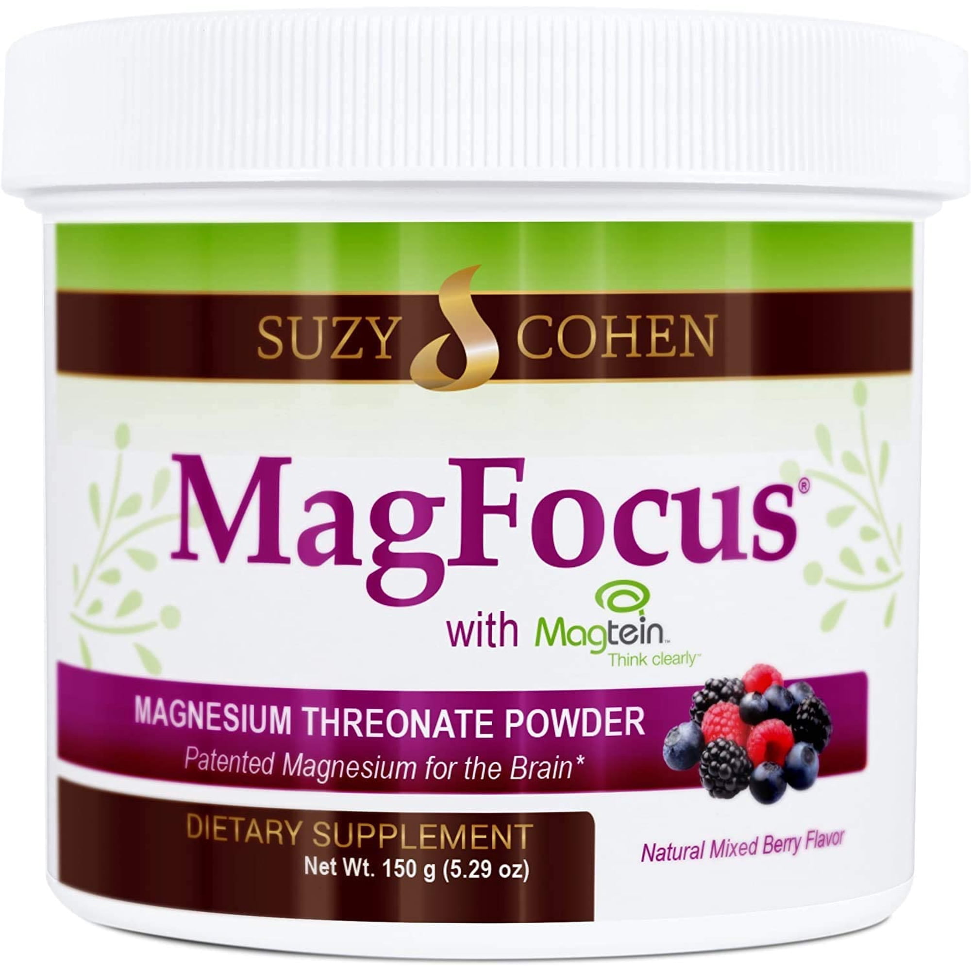 MagFocus - Berry Flavored Magnesium Threonate Powder - 60 Servings - by Suzy Cohen, RPh.…