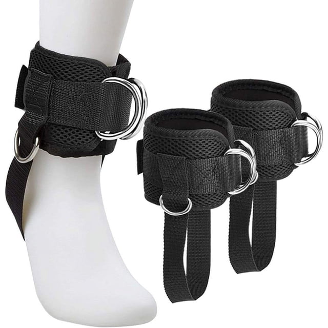 1 par de correas de tobillo, puños de tobillo, puños de tobillo con anillo en D para máquinas, puños de entrenamiento acolchados ajustables para retroceso, entrenamiento de glúteos