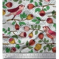 thumbnail image 1 of Soimoi White Heavy Canvas Fabric Artistic Bird & Floral Printed Fabric 1 Yard 58 Inch Wide, 1 of 3