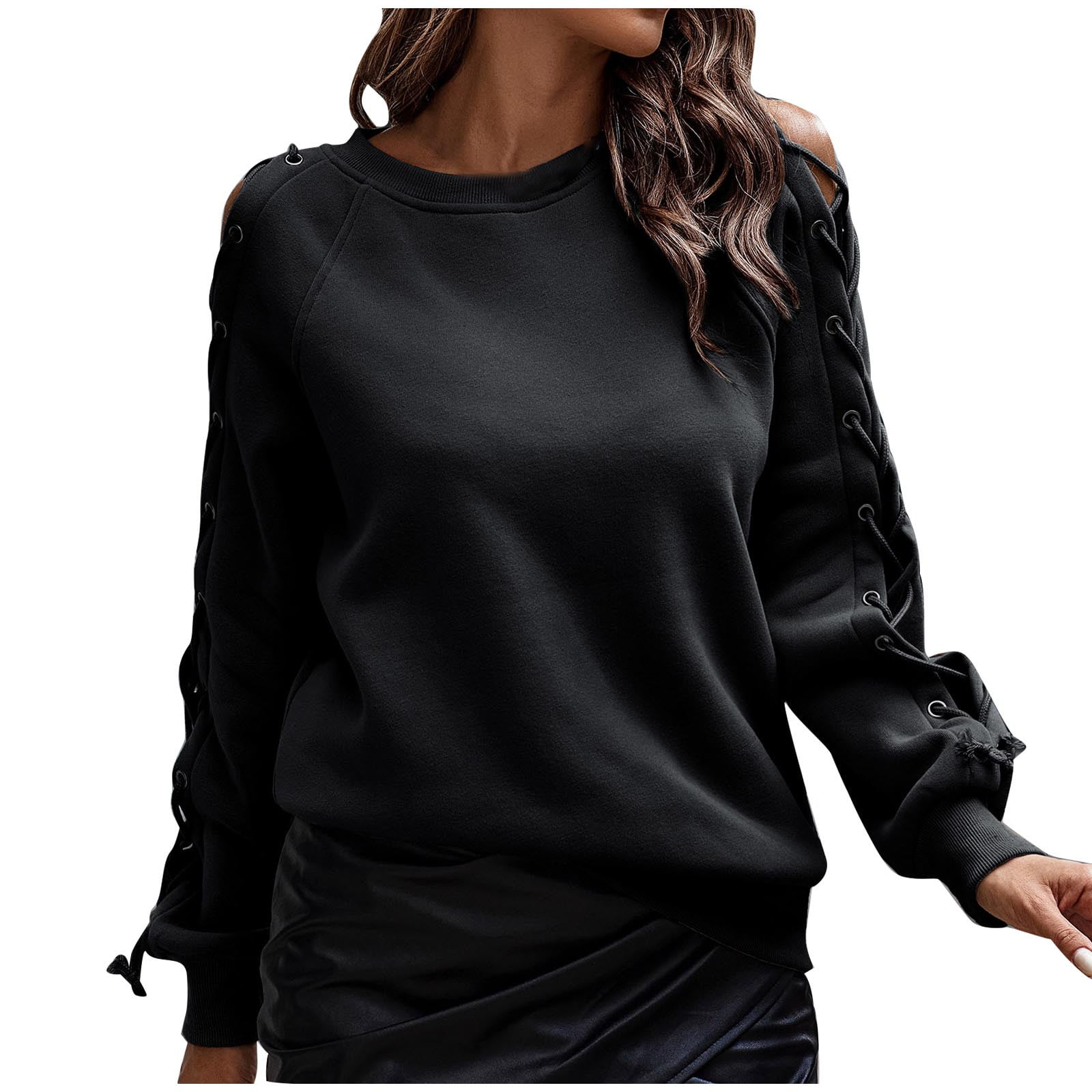 Cathalem Hot Style Women Plus Size Long Sleeve Solid Sweatshirt Hooded Pullover Tops Shirt 