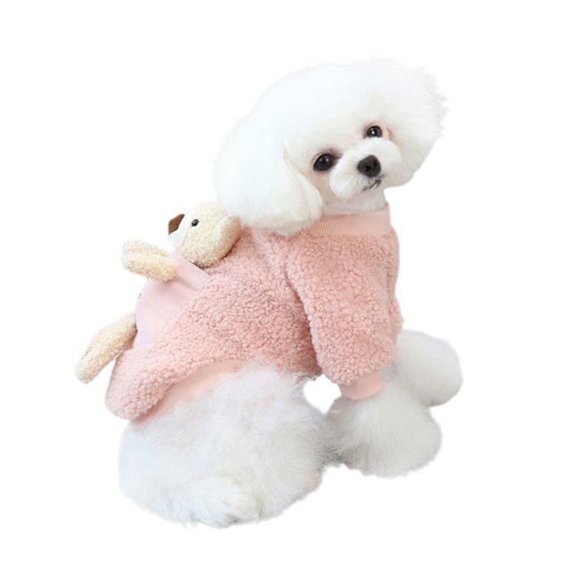 FOCUSNORM Dog Winter Fuzzy Sweatshirt for Small Medium Girl Boy Dogs Puppy Pullover Clothes Pet Outfits