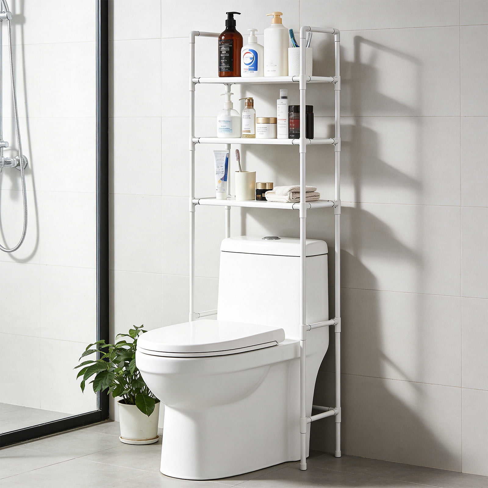 Over The Toilet Storage Shelf, 3-Tier Freestanding Bathroom Organizer Rack for Space Saving Home Use