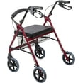 thumbnail image 6 of DMI Extra-Wide Heavy Duty Steel Bariatric Mobility Rollator Walker with Seat and Basket, Burgundy, Folding, 6 of 11
