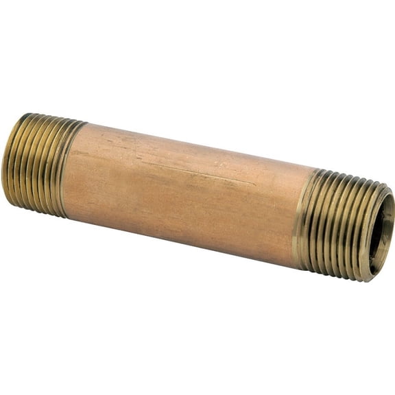 Anderson Metals 38300 Lead Free Red Brass Pipe Fitting, Nipple, 1/2" x 1/2" NPT Male, 4-1/2" Length