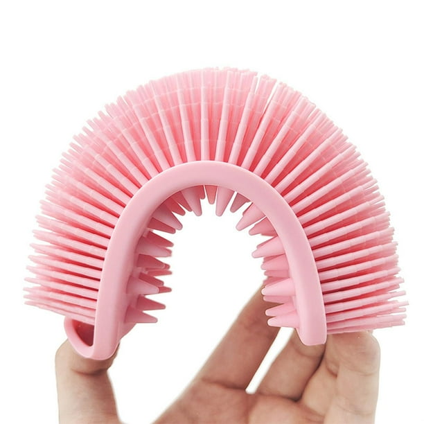Depurador Corporal de Silicona, Masajeador de Cuero Cabelludo, Exfoliante Corporal, Cerdas Suaves, Cepillo de Champú para Baño, Depurador de Cabeza P , Rosa