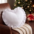 thumbnail image 2 of LIORAGLJ Christmas Heart Shaped Throw Pillow, Soft Cozy Cushion with Ruffled Edge, White, 15.75", 2 of 9