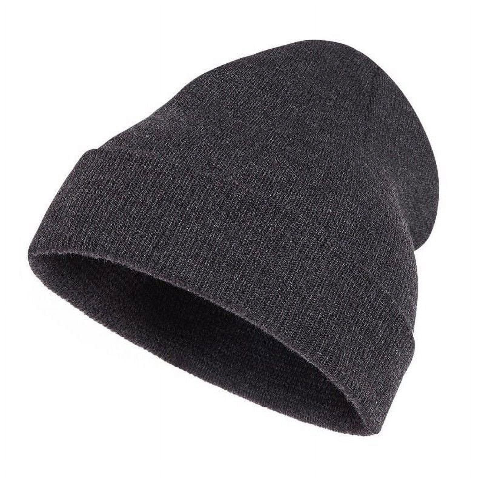 SET OF 4 BEANIE Warm Winter Beanies Hats Cap Toboggans Thermal Knit Cuff Acrylic Ski hats 12" (Navy+Black+Gray+Camo)