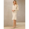 thumbnail image 3 of DARING DIVA Women's 2 Pcs Trendy Blazers and Fishtail Pencil Skirts Set M Beige, 3 of 7