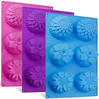 FUGZAUD 4 Pack Flower Shape Silicone Chocolate Molds,15-Cavities Food Grade Silicone Candy Molds Non-Stick Chocolate Mold Baking Molds for Cake