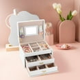 thumbnail image 5 of Gogcaro 3-Tier Jewelry Box, Travel Jewelry Case with Handle, 2 Drawers, Lockable Jewelry Organizer with Mirror, Jewelry Storage, Modern Style, Gift for Loved Ones, White, 5 of 7