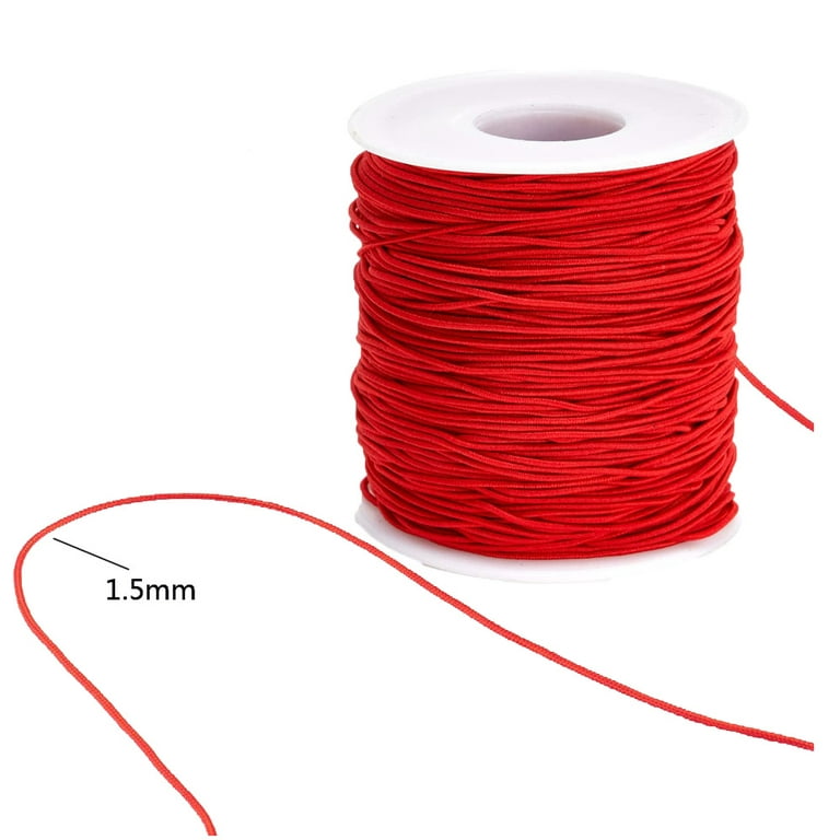 Nogis 1.5 mm Stretchy Bracelet String, Sturdy Rainbow Elastic String Elastic Cord for Jewelry Making, Necklaces, Beading and Crafts (Red, 1.5mm 109