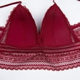 thumbnail image 5 of Women Sexy Low Back Bralette Ladies Invisible Lace Bra Mesh Ultra Thin Lingerie Bra Wine Red S-XL, 5 of 6