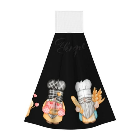 

Zeuib Little Chef Gnome Print Coral Velvet Hand Wipes Hanging Hand Towels Set with Hook & Loop Absorbent Towel for Bathroom Home