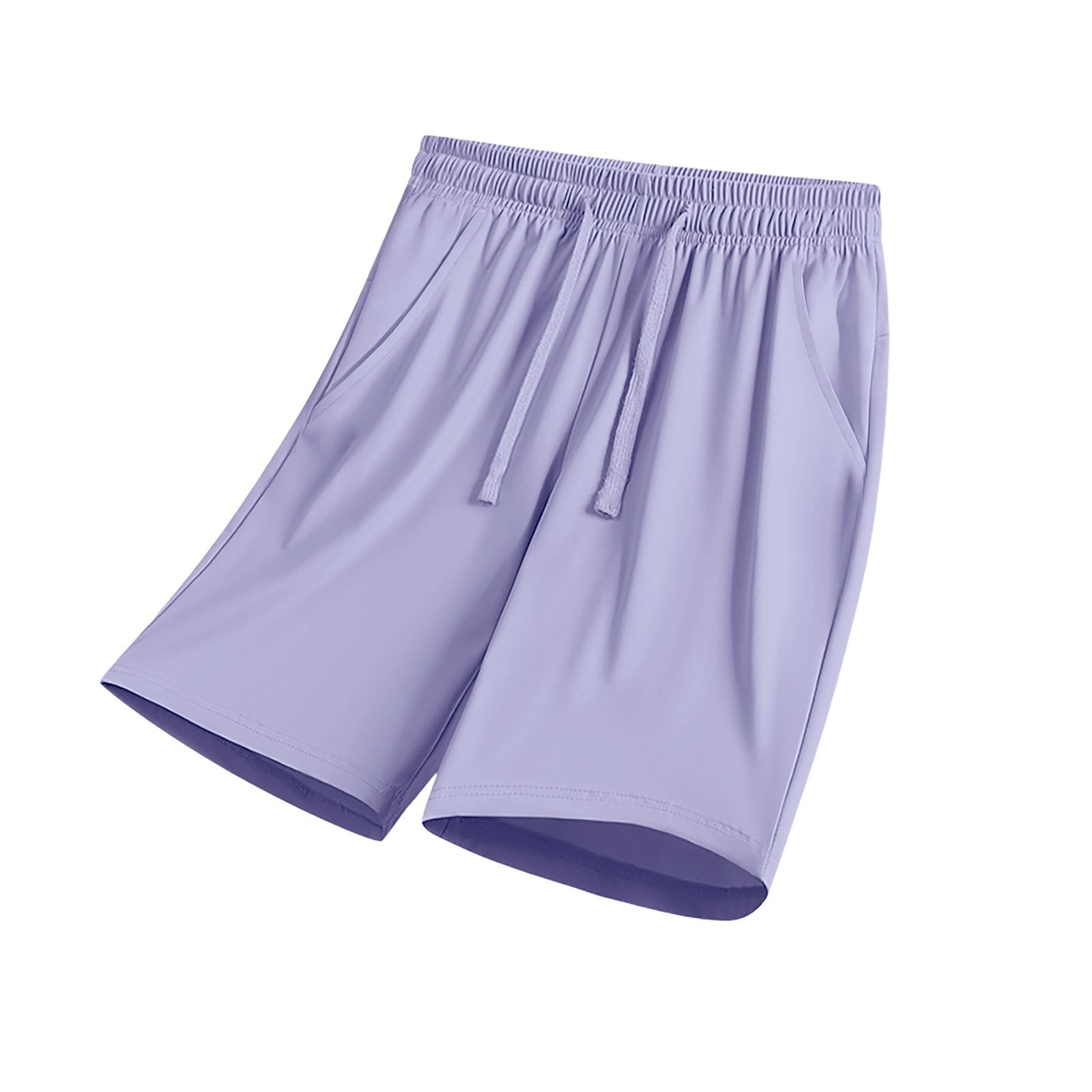 CPNG Boys and Girls Sport Shorts Solid Color Casual Running Shorts Summer Ice Silk Thin Elastic Waist Drawstring Shorts(Purple 10-11 Years)