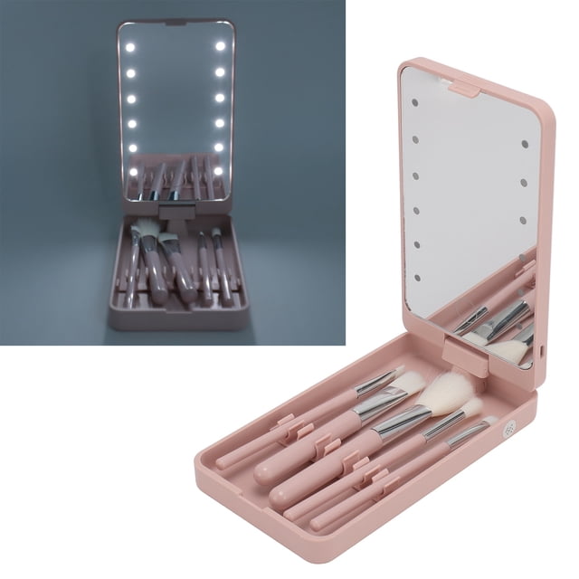 CAJA DE CEPILLO DE MAQUILEJE CON ESPEJO, JUEGO DE CEPILLO DE MAQUILEJE CON ESPEJO ALTA CLARIDAD PARA DORMitorio para acampar