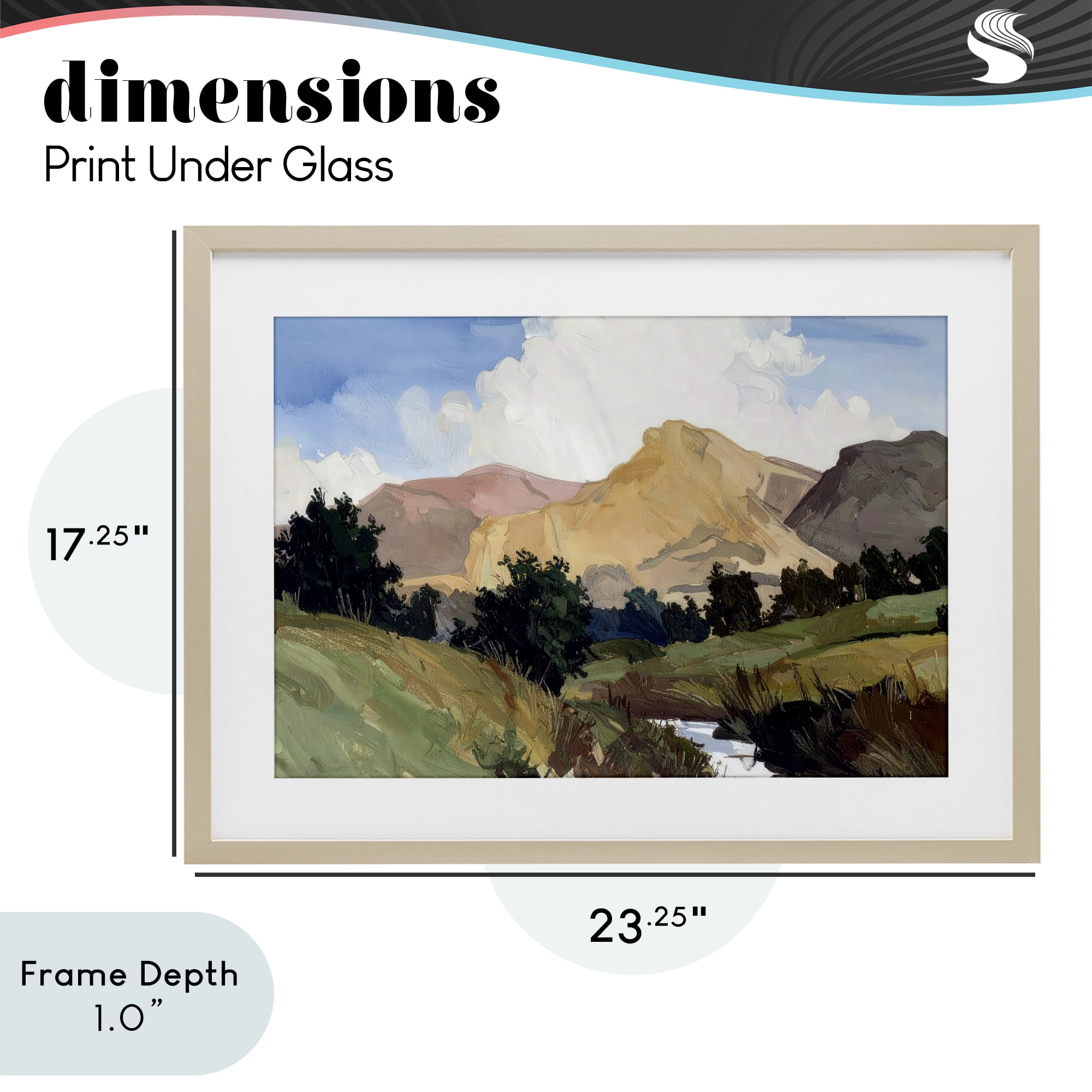 Stupell Industries River Mountain Divide Birch Framed Print Under Glass, design by Alonza Saunders