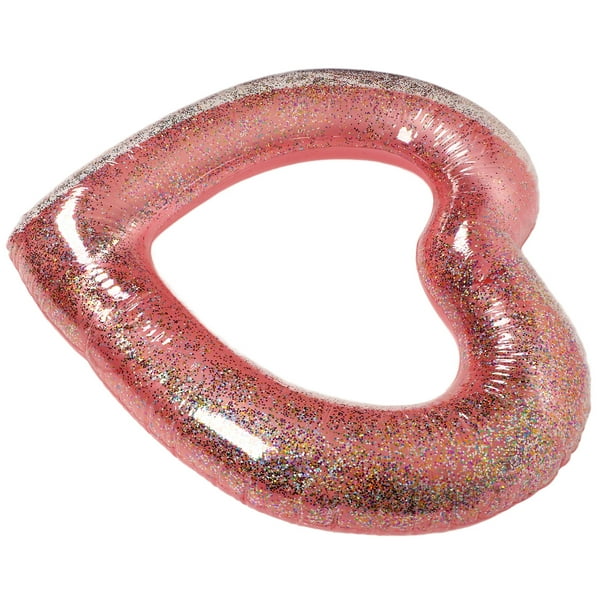 Glitter Swimming Pool Float Inflatable Heart Pool Floats Heart Swimming Ring Inflatable Pool Floats Rose Gold Sequins Heart Shape Swimming Ring Glitter Inflatable Heart Pool Floats ANGGREK Otros