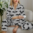 thumbnail image 6 of Vsdgher Bat Pajamas Set Long Sleeve Sleepwear Womens Button Down Nightwear Pj Sets-Small, 6 of 7