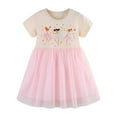 thumbnail image 2 of Cethrio Toddler Girls Casual Dresses, Cotton Short Sleeve Cute Mesh Summer Dress Pink Size 6T, 2 of 5