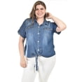 thumbnail image 4 of Blusa de mezclilla con nudo Roman Fashion /Tallas Extras, 5116 (Mezclilla dark) azul 40, 4 of 6