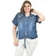 thumbnail image 4 of Blusa de mezclilla con nudo Roman Fashion /Tallas Extras, 5116 (Mezclilla dark) azul 42, 4 of 6