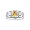 thumbnail image 1 of RYLOS Men's Rings Sterling Silver Classic 7X5MM Oval Gemstone & Diamond Ring Citrine November Birthstone Rings For Men, Silver Rings, Size 12, 1 of 7