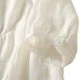 thumbnail image 6 of HAPIMO Women's Trendy Cotton Linen Loose Babydolls Shirts 3/4 Sleeve for Teen Girls Summer Solid Color Crew Neck Button Pullover Elegant Casual Relaxed Blouses White L, 6 of 6