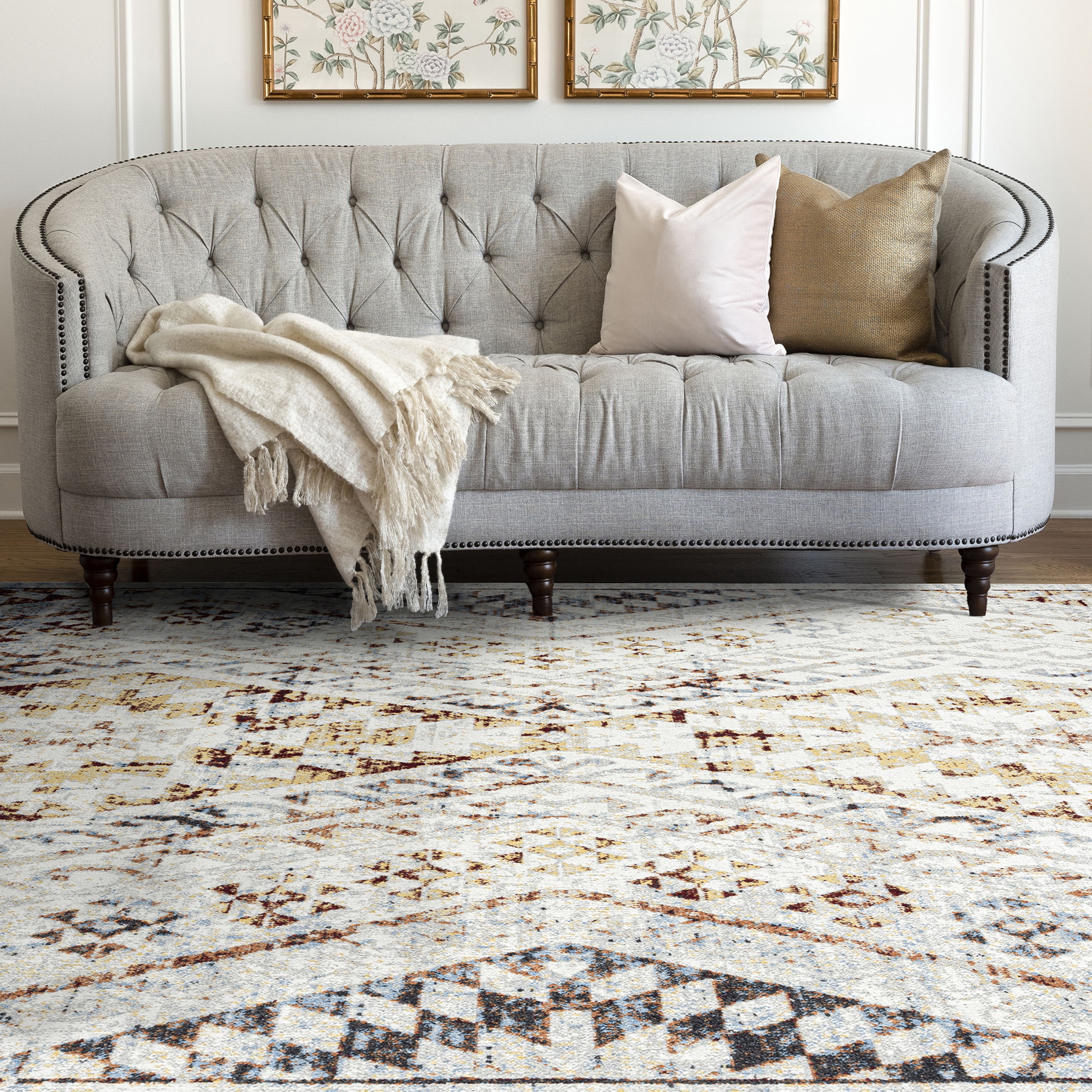 Contemporary 2x3 Area Rug (2' x 3') Diamond Rust, Rust Indoor Scatter Easy to Clean
