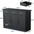 thumbnail image 6 of Cozy Castle Black Kitchen Buffet Cabinet, Black Kitchen Storage Cabinet with 3 Doors and 3 Drawers, Black Buffet Sideborad for Dining Room, Dining Room, Kitchen, 6 of 7