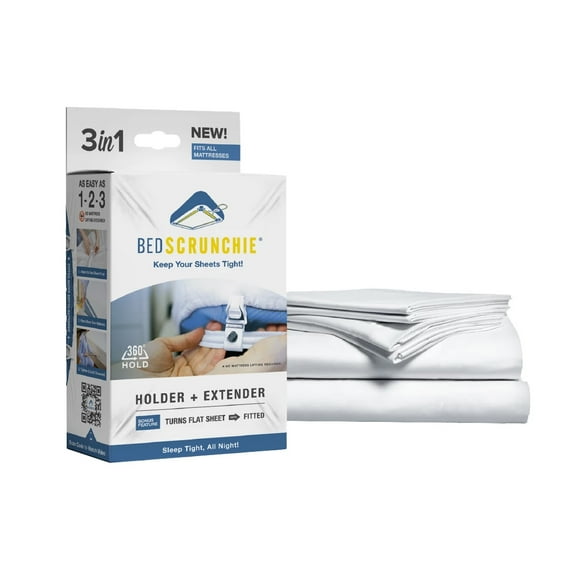 BED SCRUNCHIE Cloud Organic Cotton Bed Sheets Bundle | 100% Cotton, All Natural 4-Piece Wrinkle-Free Deep Pockets Sheets & Pillowcases with Heavy Duty Sheet Holder Straps - White, Queen