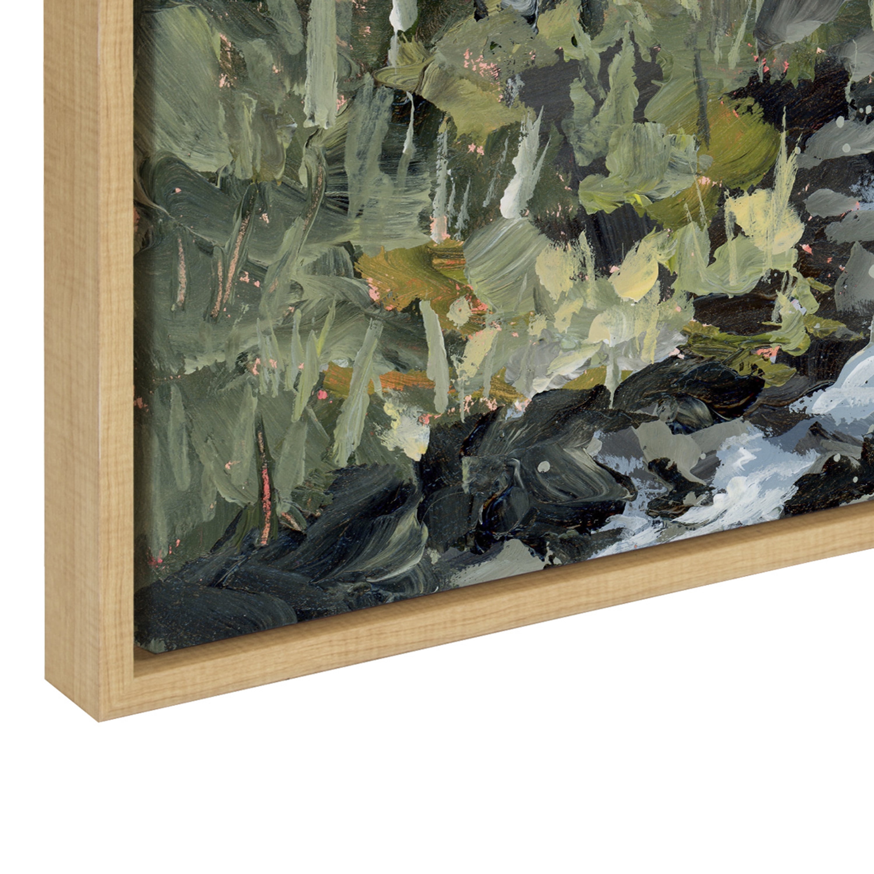 Woven Paths Sylvie Minnesota Framed Canvas Wall Art by Emily Kenney, 22x22 Natural, Painterly Nature Landscape Art