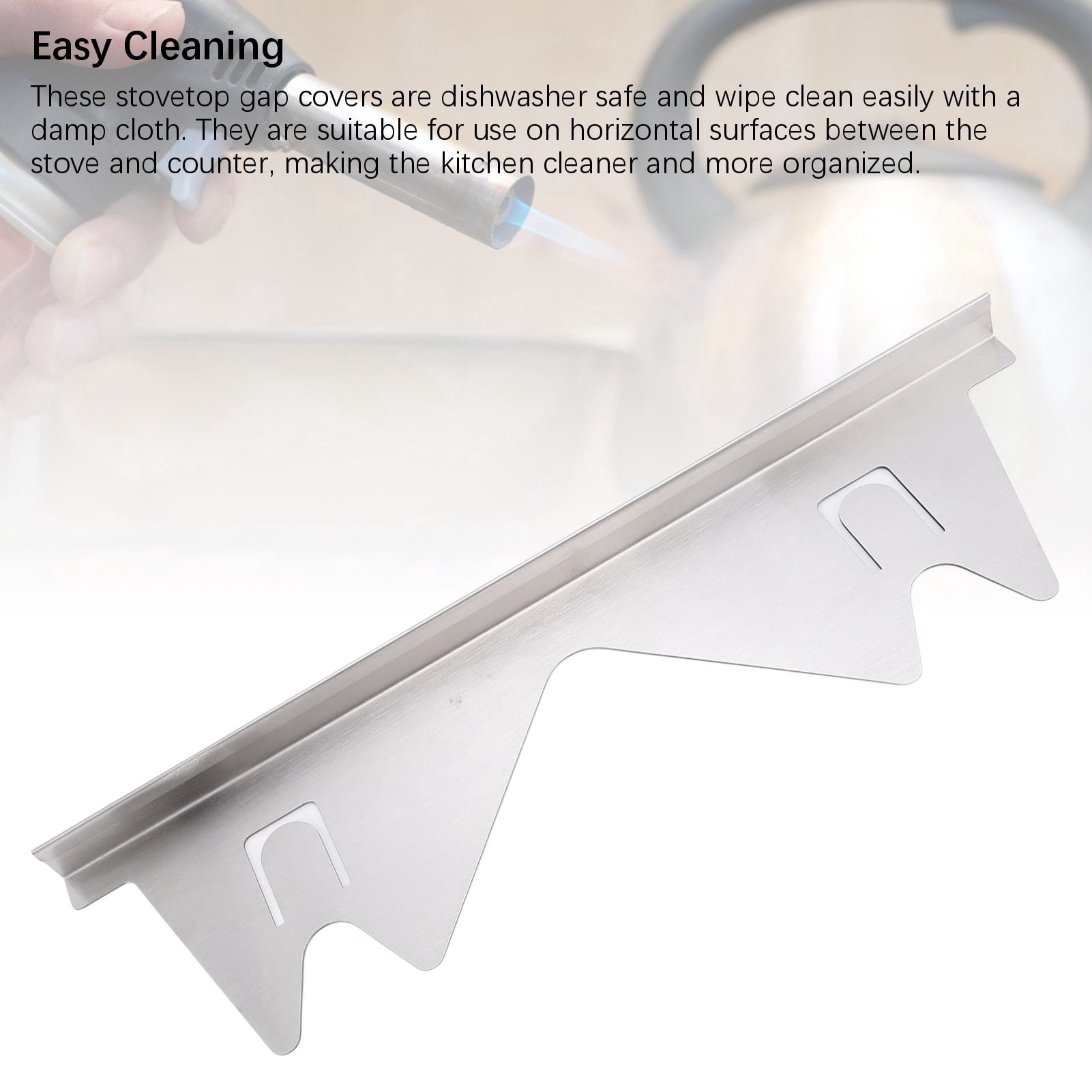 Nieyigj 2 Pairs Stainless Steel Stove Gap Fillers 13.78-27.56in / 35-70cm Adjustable Easy Clean Kitchen Counter Gap Covers Silver