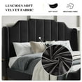 thumbnail image 4 of Allewie Queen Size Velvet Platform Bed with Modern Curved Upholstered Headboard and Footboard, Black, 4 of 8