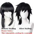 thumbnail image 3 of Peluca de cosplay Wiggy Mermaid Giyuu para disfraz de DS, negra para adulto, 3 of 9
