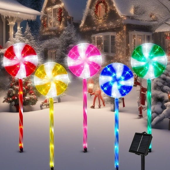 Juego de 5 piruletas solares para caminos navideños ILLUMINEW