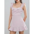 thumbnail image 6 of Musuos Women Summer Ruffle Dress Casual Sleeveless Square Neck Backless Mini Party Dress for Cocktail Club Streetwear, Pink, 6 of 10