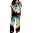 thumbnail image 3 of Mgmyaa Pajama Set for Women Two Piece Nightwear Short Sleeve Button Down Sleepwear Comfort Fit Elastic Waist Pants with Pockets, 3 of 4