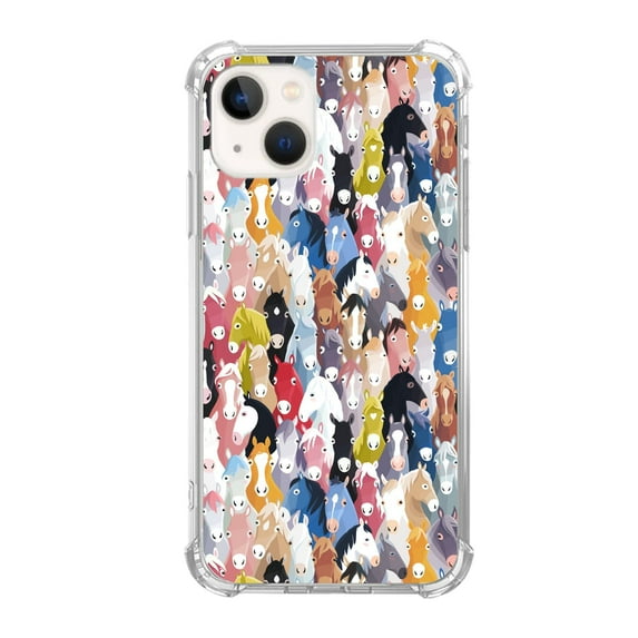Cute Horses Case Compatible with iPhone 13,Aesthetic Art Design TPU Bumper Bumper Cover Case