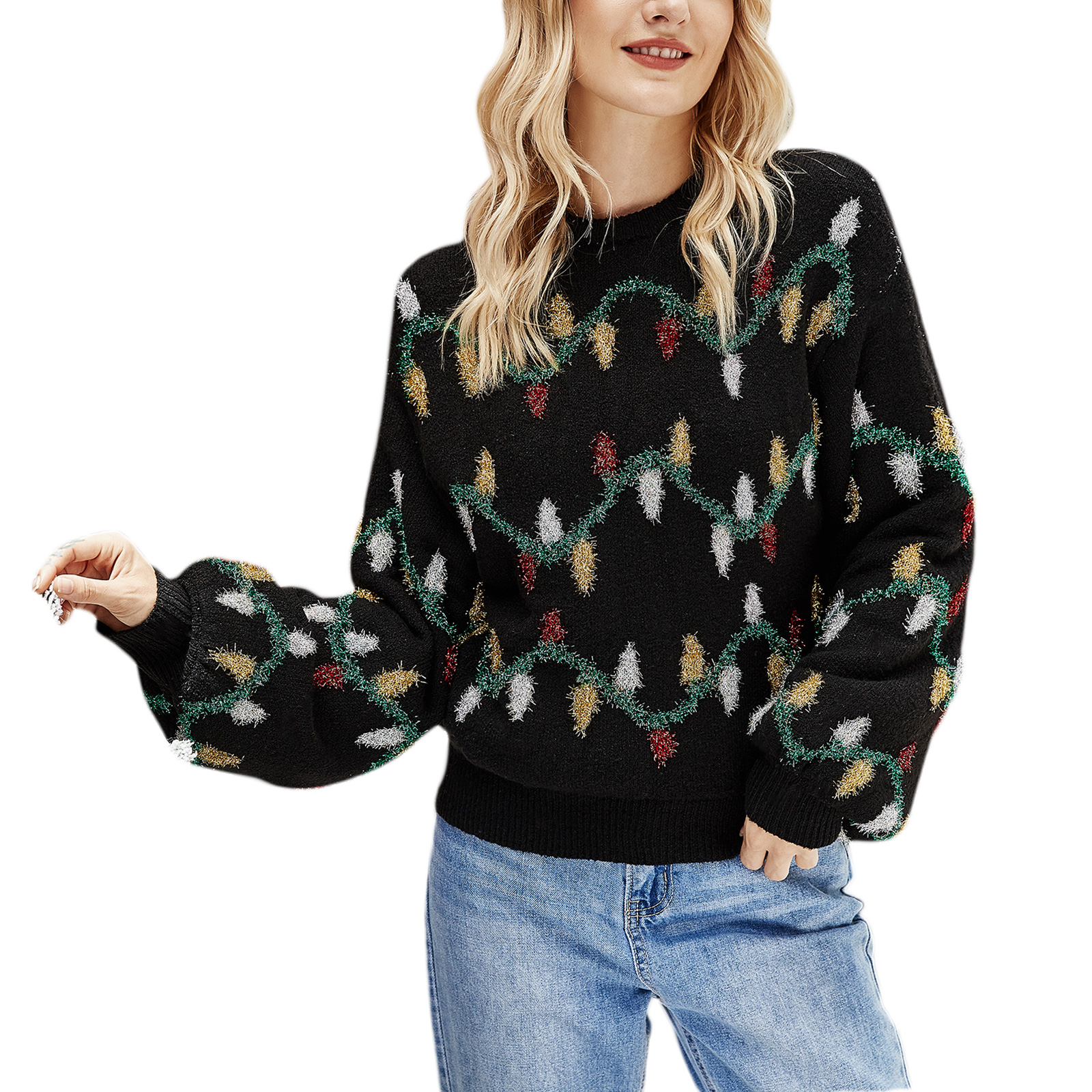 ✪ Women Christmas Long Sleeve O-Neck 