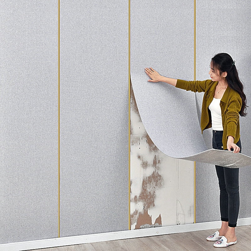 Zhuge 1 Roll 19.7"×197" 3D Texture Foam Cotton Peel and Stick Wallpaper, Waterproof Removable Tenant-Friendly Wall Decor for Living Room & Bedroom, White
