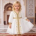 thumbnail image 2 of Gelikeya Muslim Abaya Prayer Dress Girls Ruffle Long Sleeve Floral Embroidery A Line Gown Muslim Dubai Robe Gown A01 White, 6-9 Months, 2 of 9