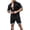 Black, variant on Edvintorg Streetwear Men's Cotton Linen Single-Breasted Unhooded Casual Sports Suit Short Sleeve and Shorts Set 2 Piece Oversized Clothing