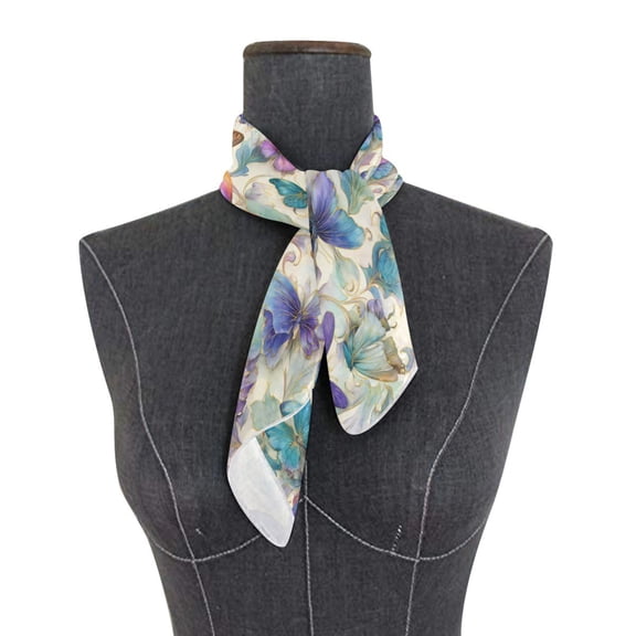 Square Scarf 24x24 Inch Elegant Watercolor Butterfly Painting Silky Satin Sun Protection Neck Scarf for Women Multi-Purpose Head Wrap Bandana for Hair Bag Decoration