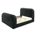 thumbnail image 7 of Bed Frame Black Upholstery Velvet King Bed w/LED, Fireplace TV Stand, 7 of 7