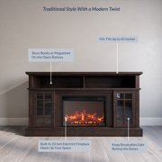 BELLEZE 58 TV Stand with 23 Electric Fireplace, Fireplace TV Console for TVs up to 65, Home Entertainment Center with Storage Cabinet and Adjustable Shelves - Astorga (Espresso)