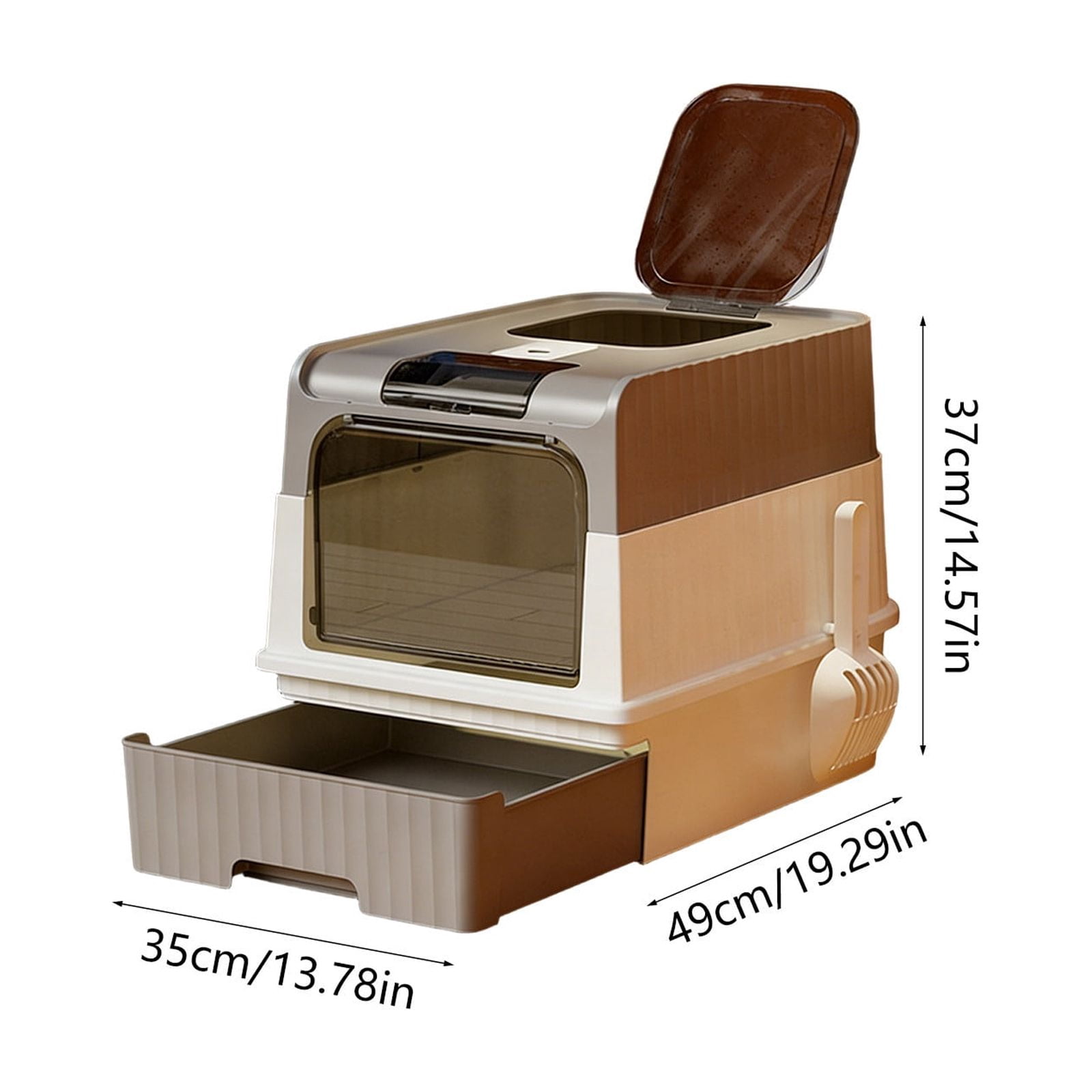 WLAGOOD Large Portable Foldable Cat Litter Box 19.3×13.8×14.6in Fully Enclosed Pan Detachable Drawer Odor Control Anti-Splashing Smooth Edge Spacious Entrance Indoor Cat Toilet