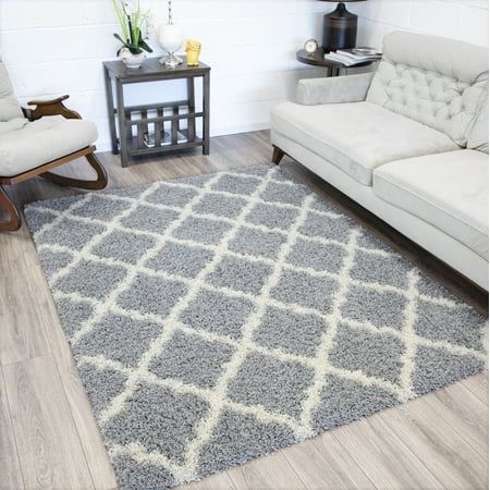 Ottomanson Ultimate Shaggy Contemporary Moroccan Trellis Design Area (Best Price On 8x10 Area Rugs)