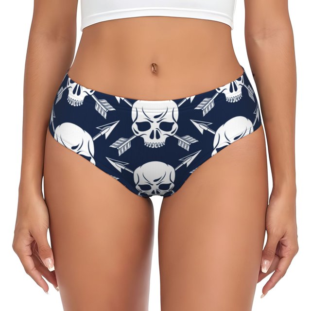 Fotbe white arrow Skull Calzones Estampados para Mujer – Ropa Interior de Algodón, Cómoda, Suave y Elástica-X-Small